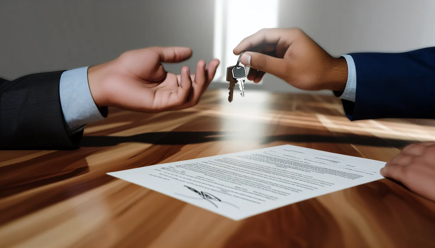 Exchanging keys over a signed property deed at closing