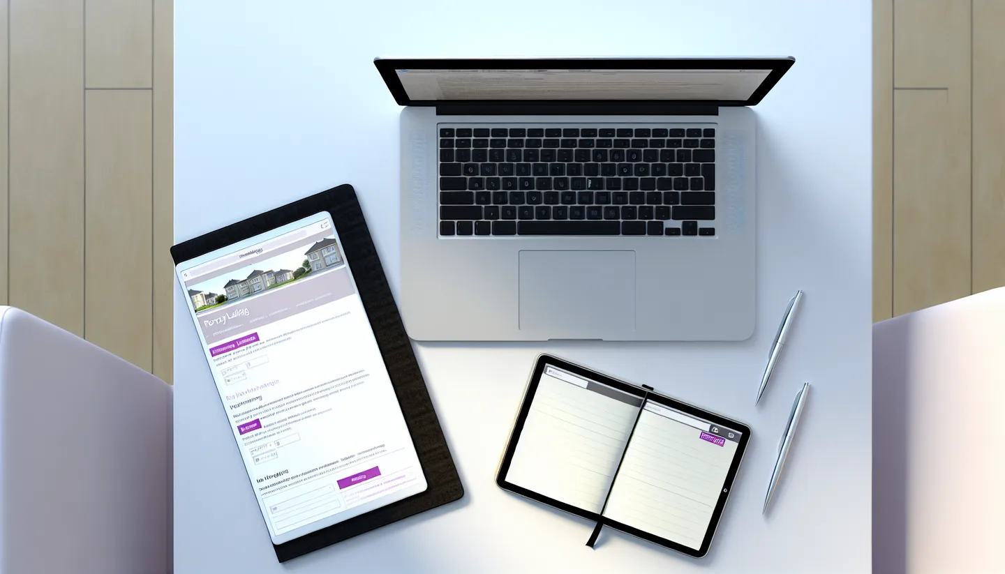 Laptop and tablet showing online property listing website