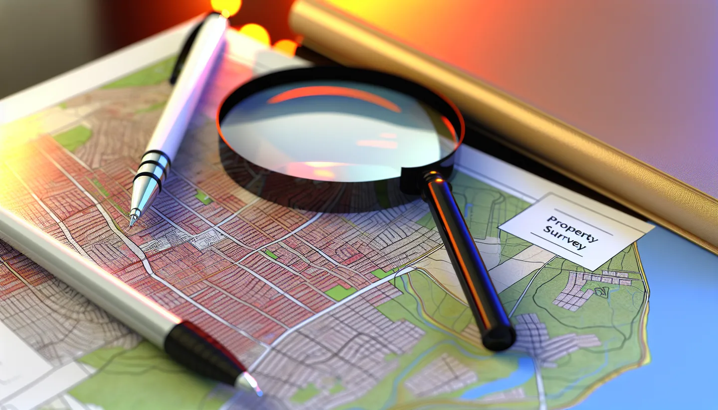 Property survey map and magnifying glass on a table