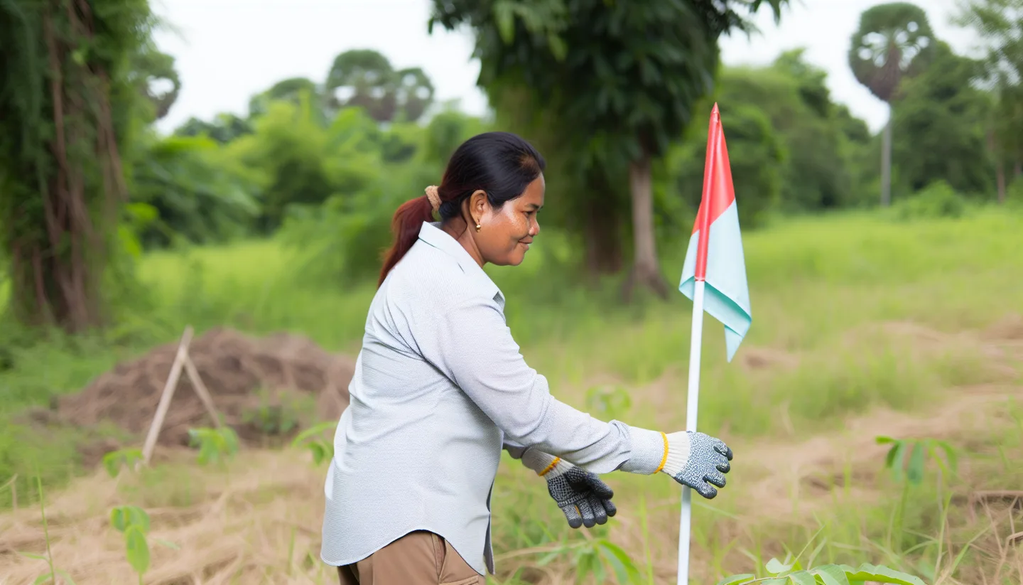 Placing a property boundary marker on a vacant land parcel